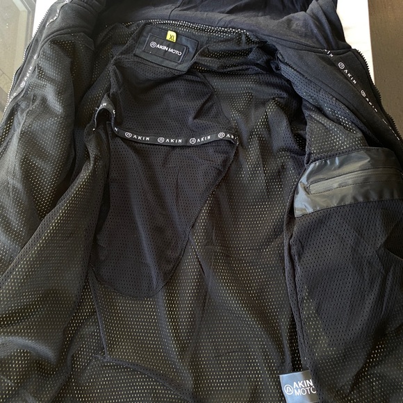 AKIN MOTO MOTORCYCLE HOODIE XL BLACK MENS KEVLAR ARMOR PROTECTIVE GEAR - Picture 2 of 8